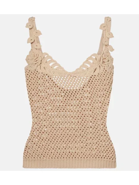 Top Elie Saab cu model floral bej