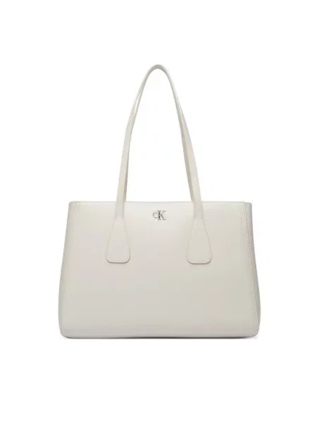 Calvin Klein Дамска чанта Ck Medium Work Tote Светлобежов бяло