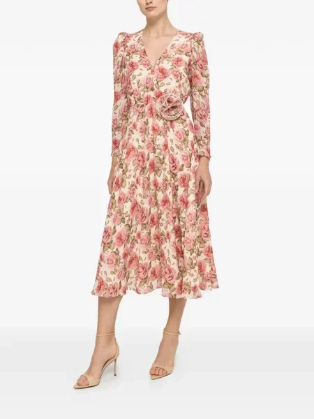 Rochie midi Nissa din șifon cu model floral