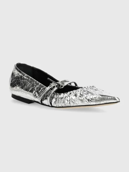 MSGM balerini de piele argintiu