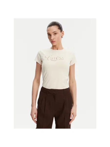 Guess Majica Écru Slim Fit