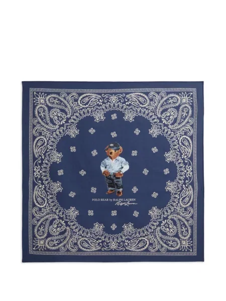 Ριγέ καμβάς κασκόλ Polo Ralph Lauren με κέντημα μπλε