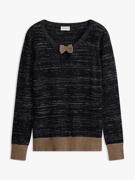 Sweter z kokardą czarny