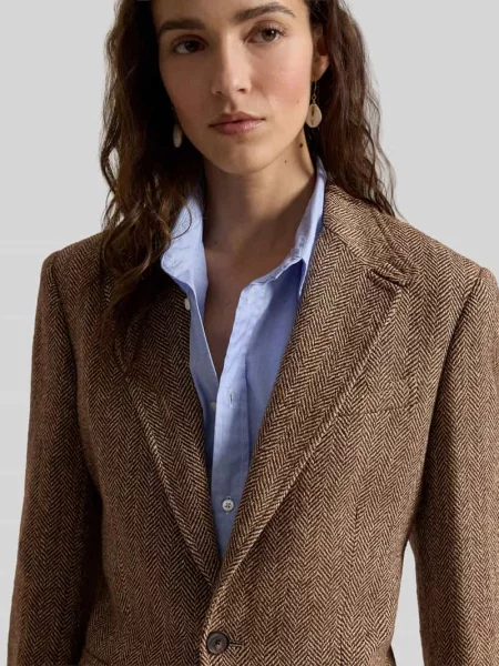 Żakiet z mieszanki lnu i jedwabiu z dodatkiem wełny model ‘HERTIAGE’ Polo Ralph Lauren beżowa