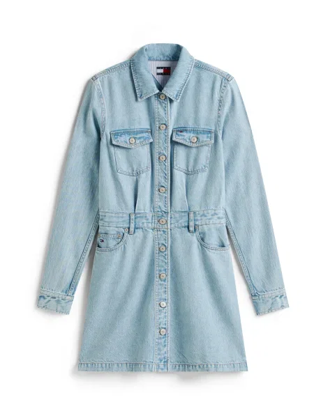 Tommy Jeans Rochie tip bluză denim albastru