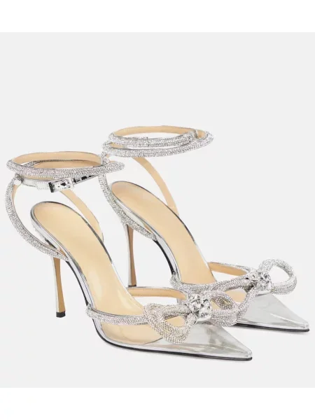 Полуотворени обувки Mach & Mach с панделка сребристо