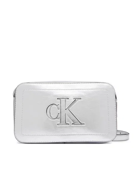 Calvin Klein Дамска чанта Bold Ck Outline Mtl Camera Bag Сребрист