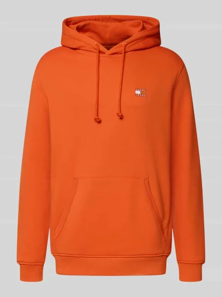 Bluza z kapturem o kroju regular fit z czystej bawełny Tommy Jeans pomarańczowa