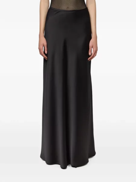 Fusta maxi Atu Body Couture din satin negru