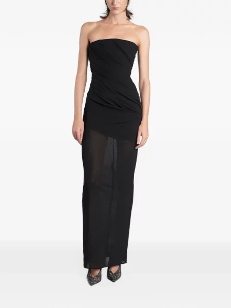 Rochie maxi Alex Perry drapată fără bretele negru