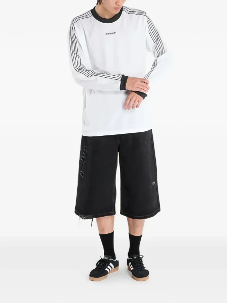 Tricou Adidas cu dungi cu broderie alergare gri