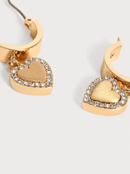 DKNY Náušnice HEART zlatá / priehľadná