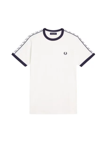 T-shirt FRED PERRY Taped Ringer T-shirt Snow White L biała