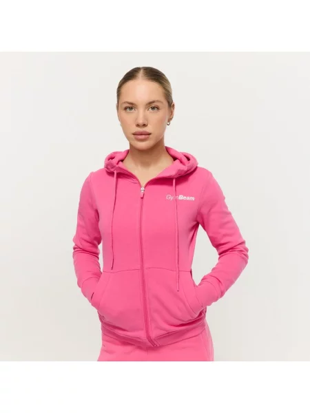 Bluza fitness z kapturem i zamkiem Limitless różowa