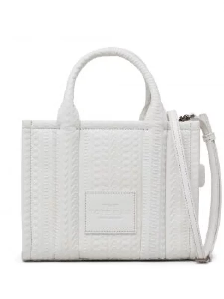 Geanta de piele Marc Jacobs din piele alb