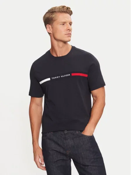 Tommy Hilfiger t-shirt granatowy z aplikacją niebieska