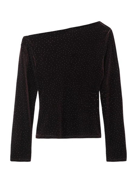 MANGO Majica XVIRGO temno / srebrna rjava