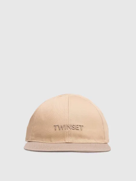 Кепка з вишивкою логотипа в тон Twinset бежева