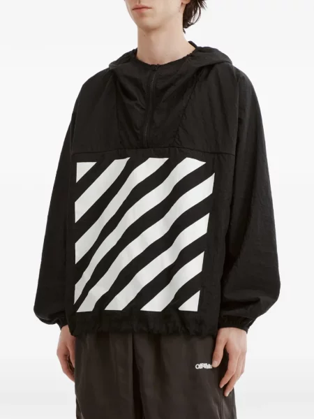 Geacă de vânt Off-white cu glugă alb
