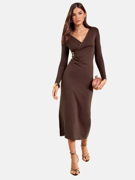 Friends Like These Rochie tricotat închis maro
