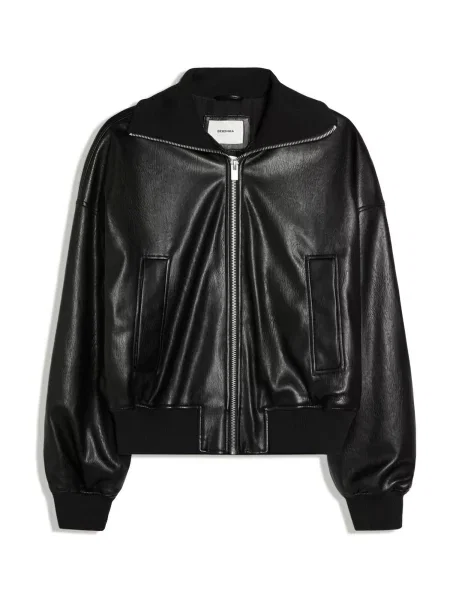 Bershka Geacă de primăvară-toamnă negru