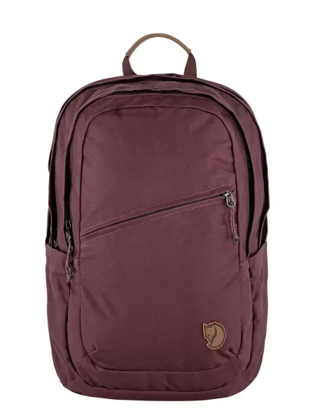 Раница Fjallraven Räven 28 лилаво голям с изчистен дизайн червено