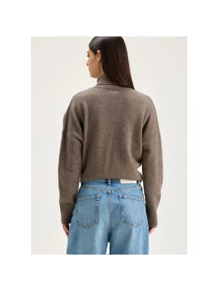 Sweter z golfem Bellerose wełniany brązowy
