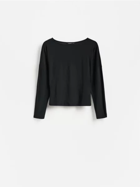 Reserved Bluză cu umerii căzuți negru