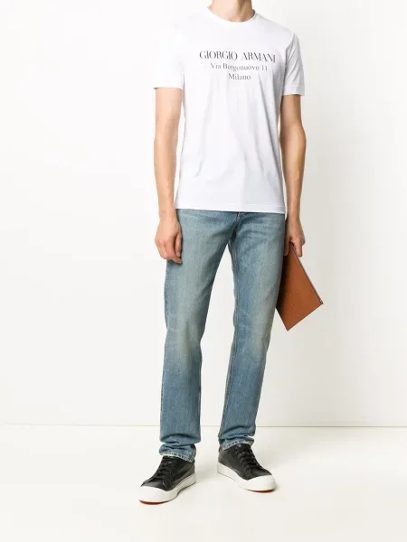 Raštuotas marškinėliai Giorgio Armani balta