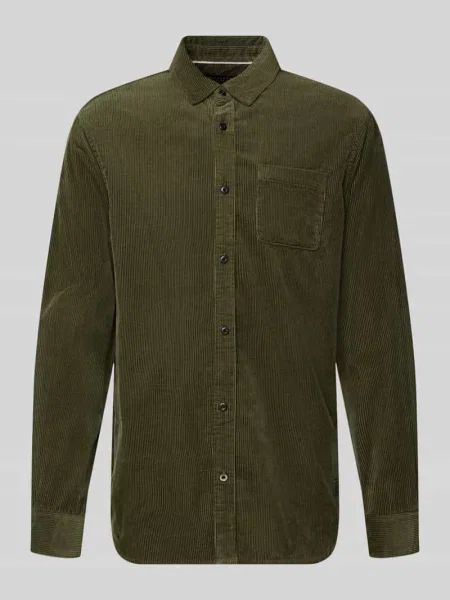 Koszula o kroju regular fit z sztruksu z brustaszą Scotch & Soda zielona