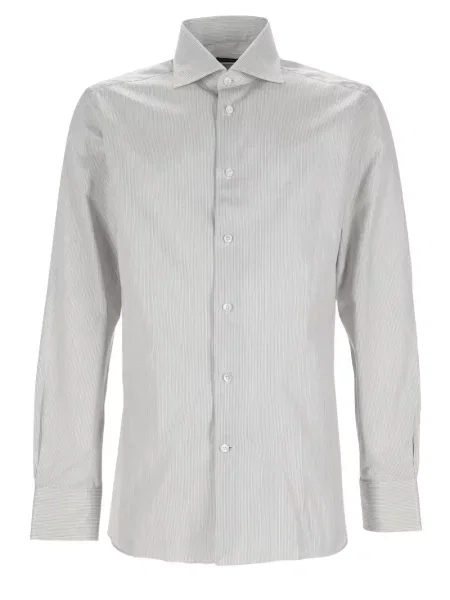 Lung cămașă Zegna cu dungi alb