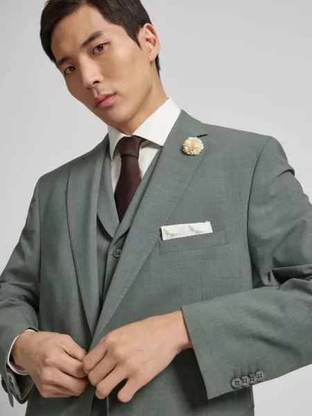 Marynarka na 2 o kroju slim fit z dodatkiem wełny model „Shelby” Carl Gross zielona