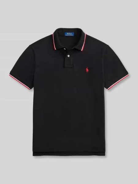 Koszulka polo o kroju regular fit z czystej bawełny z paskami w kontrastowym kolorze Polo Ralph Lauren czarna