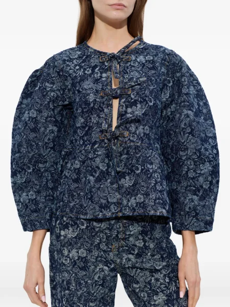 Bluză Ganni cu model floral albastru