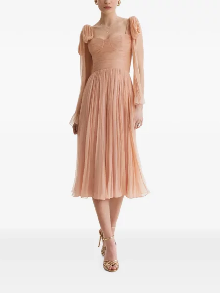 Rochie midi Framboise de mătase roz