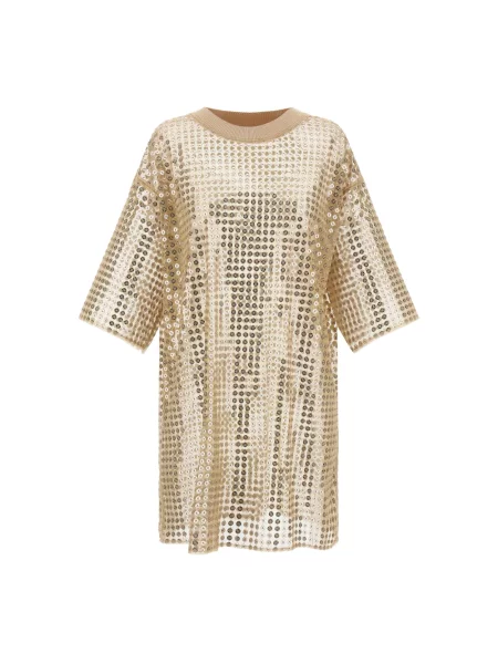 Mała mały sukienka koszulowa Fabiana Filippi z cekinami beżowa