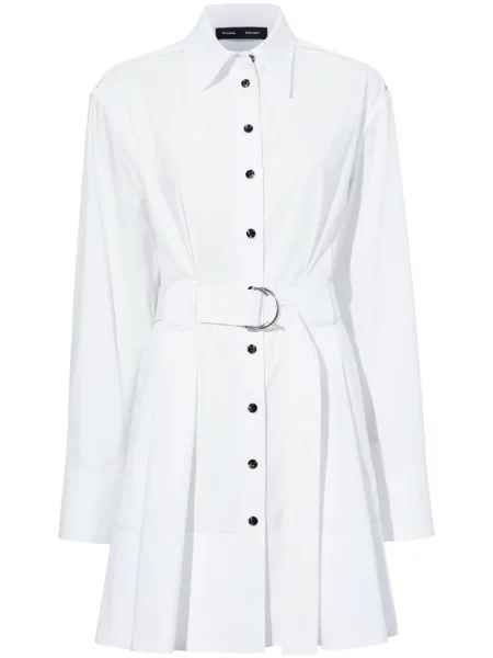 Rochie tip cămașă Proenza Schouler din poplin lungă de costum alb
