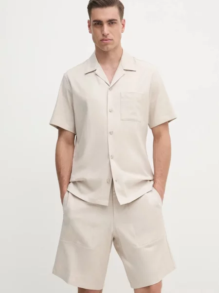 Iceberg cămașă din amestec de in bărbați regular bej