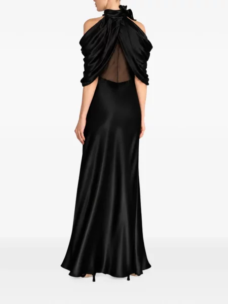Sukienka maxi Alberta Ferretti z kokardką drapowana czarna