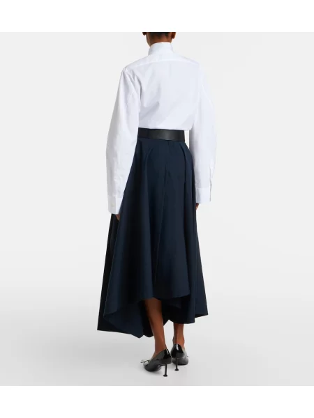 Fusta maxi Givenchy asimetrică din poplin albastru