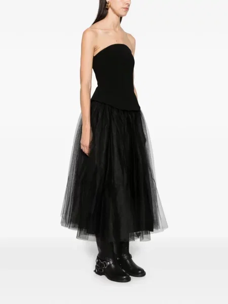 Rochie midi Maje din tul fără bretele negru