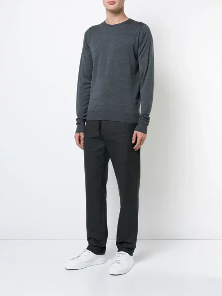 Sweter John Smedley z okrągłym dekoltem szary
