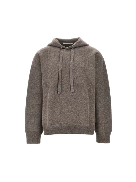 Sweter Studio Nicholson wełniany z kapturem brązowy