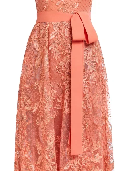 Hímzett tüll ruha Elie Saab narancsszínű