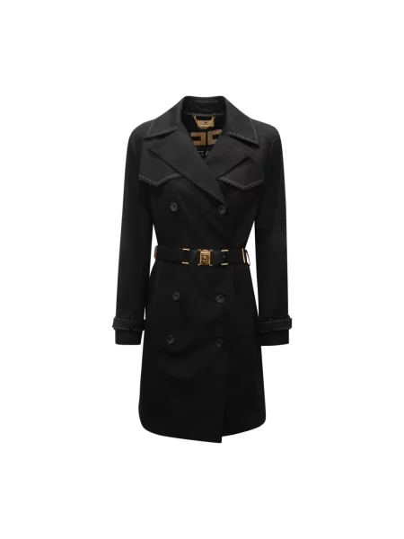 Trencz Elisabetta Franchi wełniany dwurzędowy czarny