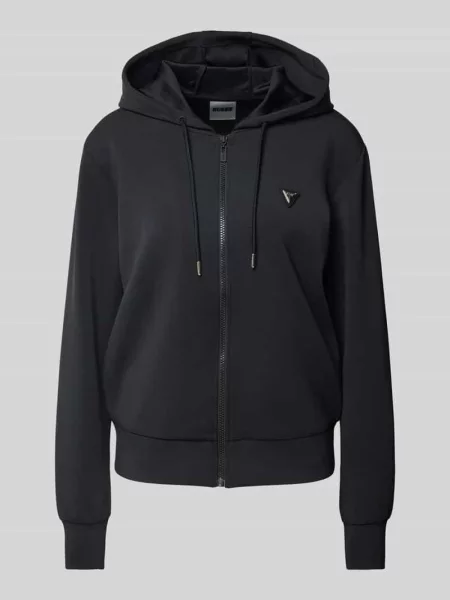 Guess bluza OLYMPE z kapturem gładka czarny