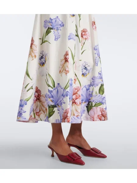 Rochie de cocktail Oscar De La Renta cu model floral din poplin alb