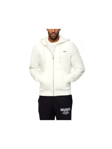 Bluza dresowa o luźnym kroju z czystej bawełny model „DAPOZIP” Hugo beżowa