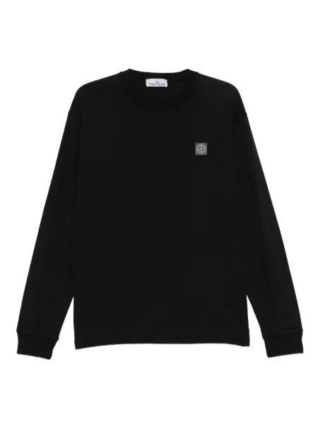 Lung tricou Stone Island cu strasuri negru
