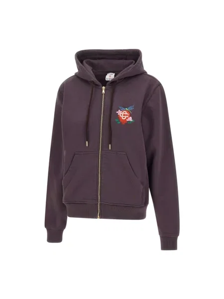 Haftowana bluza z kapturem Casablanca w kwiatki fioletowa